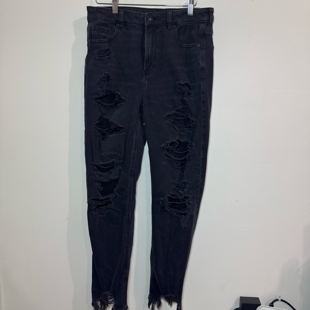 American Eagle Distressed High Rise Mom Jeans
